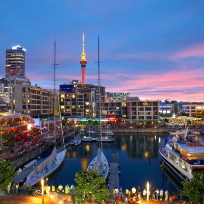 Sunset at Auckland Harbour Festival 2006. Viaduct Basin. Auckland. New Zealand